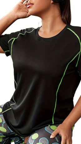 jkthpu-45 Plus Size HighElasticity Breathable Yoga Workout Tee