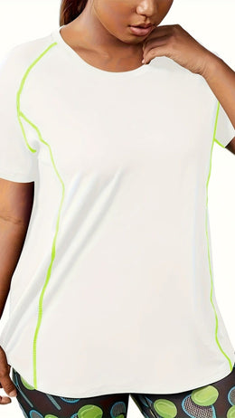 jkthpu-45 Plus Size HighElasticity Breathable Yoga Workout Tee