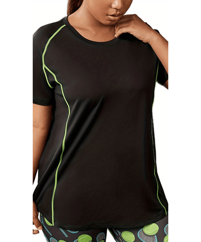 jkthpu-45 Plus Size HighElasticity Breathable Yoga Workout Tee