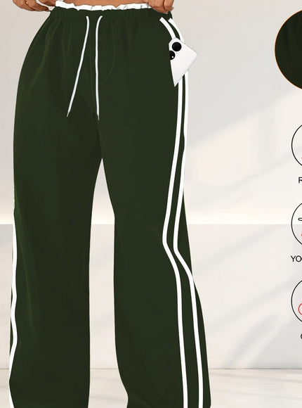 jkthpu-45 Plus Size HighWaisted Stretchy Joggers Maroon  White
