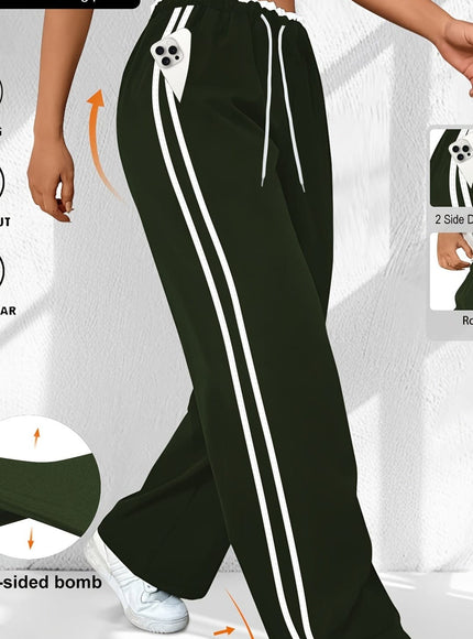 jkthpu-45 Plus Size HighWaisted Stretchy Joggers Maroon  White
