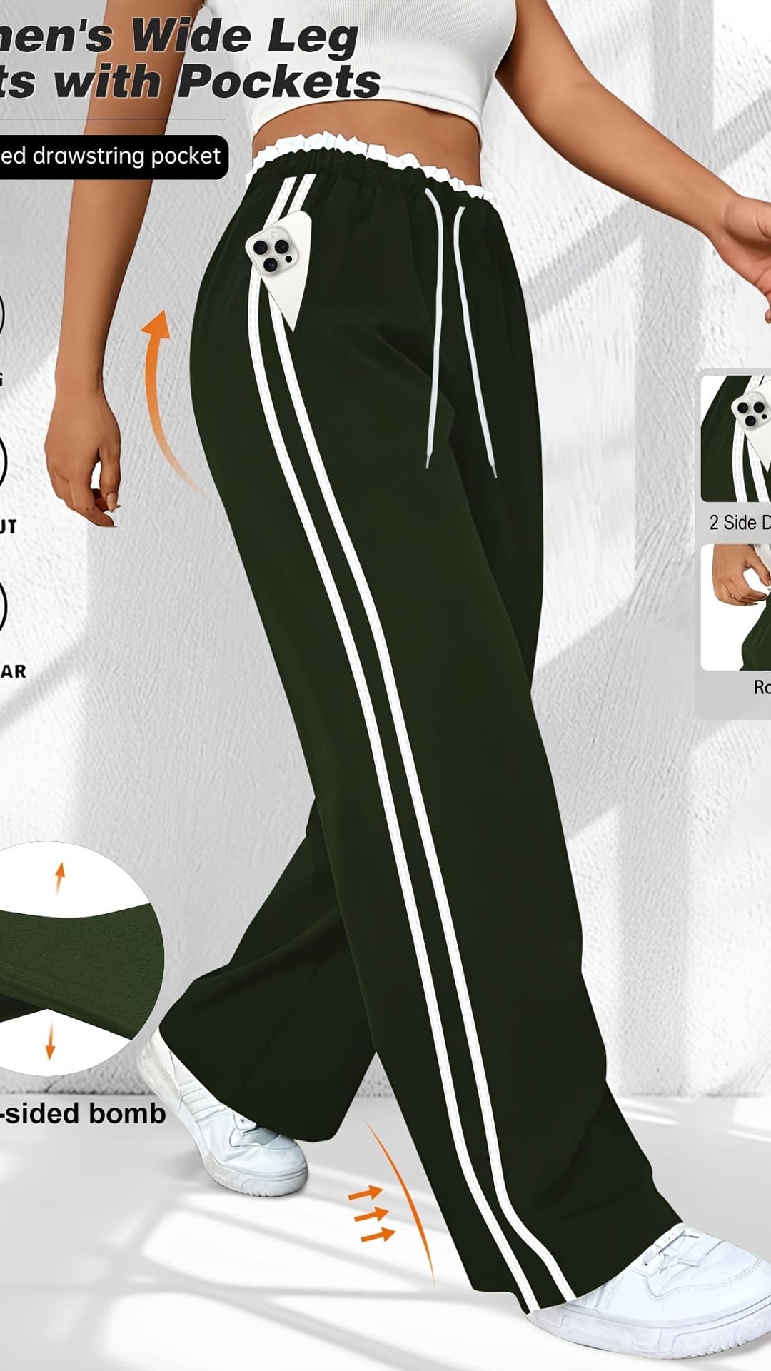 jkthpu-45 Plus Size HighWaisted Stretchy Joggers Maroon  White
