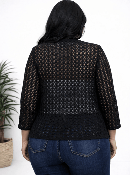 KissICON Plus Size Hollow Open Front Lazy Cardigan