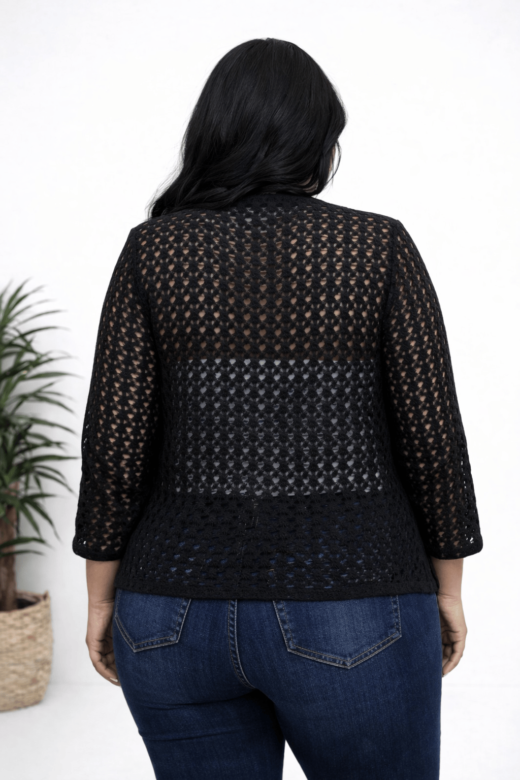 KissICON Plus Size Hollow Open Front Lazy Cardigan