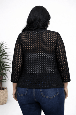 KissICON Plus Size Hollow Open Front Lazy Cardigan