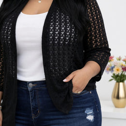 KissICON Plus Size Hollow Open Front Lazy Cardigan