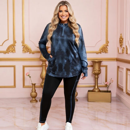 jkthpu-45 Sports Set Plus Size Hooded Sportswear Co-ord Set – Jacket & Pants