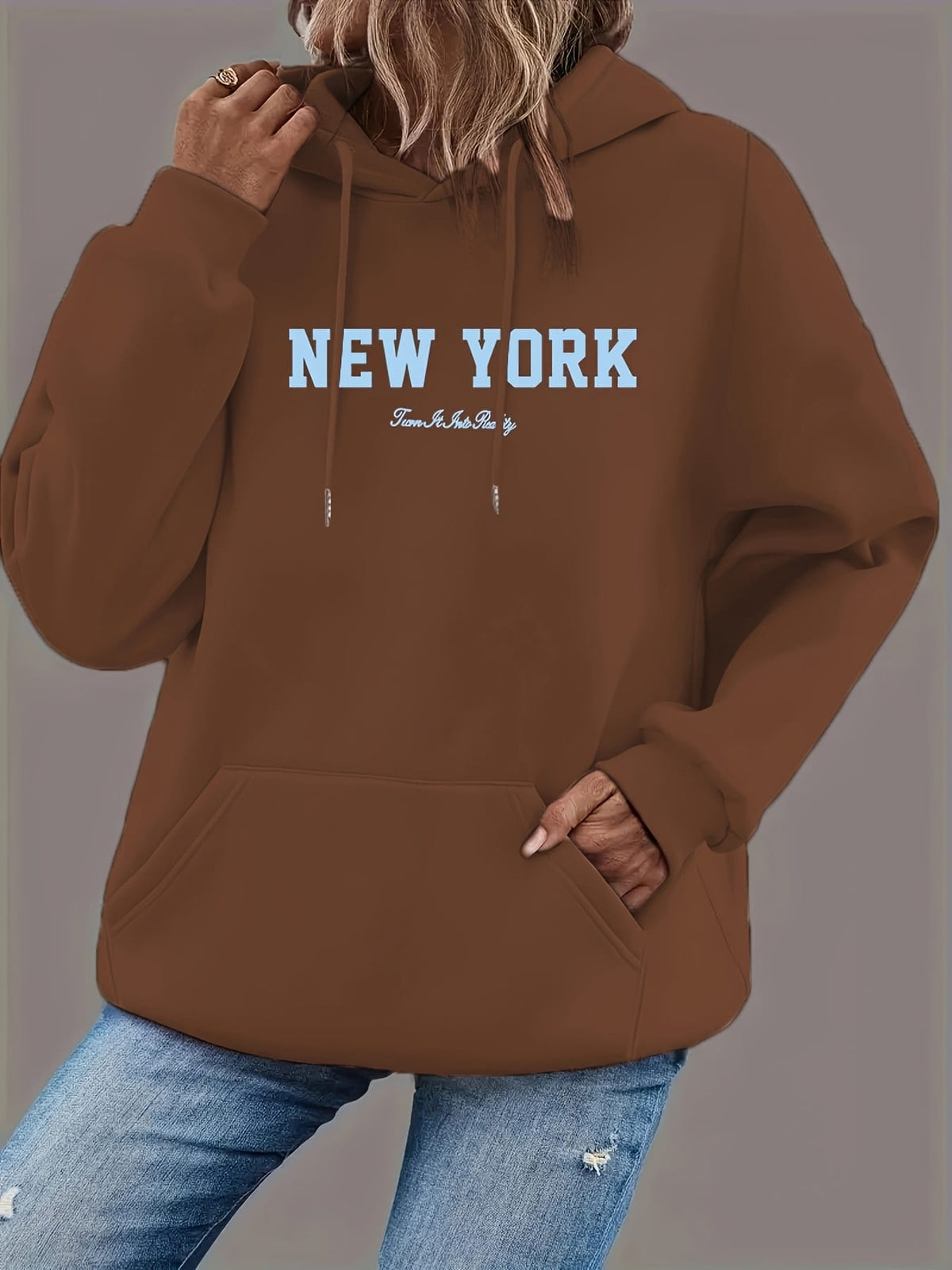 jkthpu-45 Plus Size Hooded Sweatshirt, Loose-Fitting Women'S Hoodie, Printed