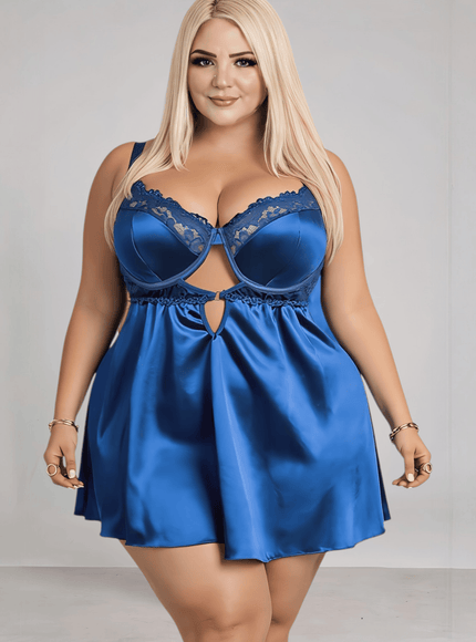 jkthpu-45 Plus Size Lace Cutout Sexy Dress