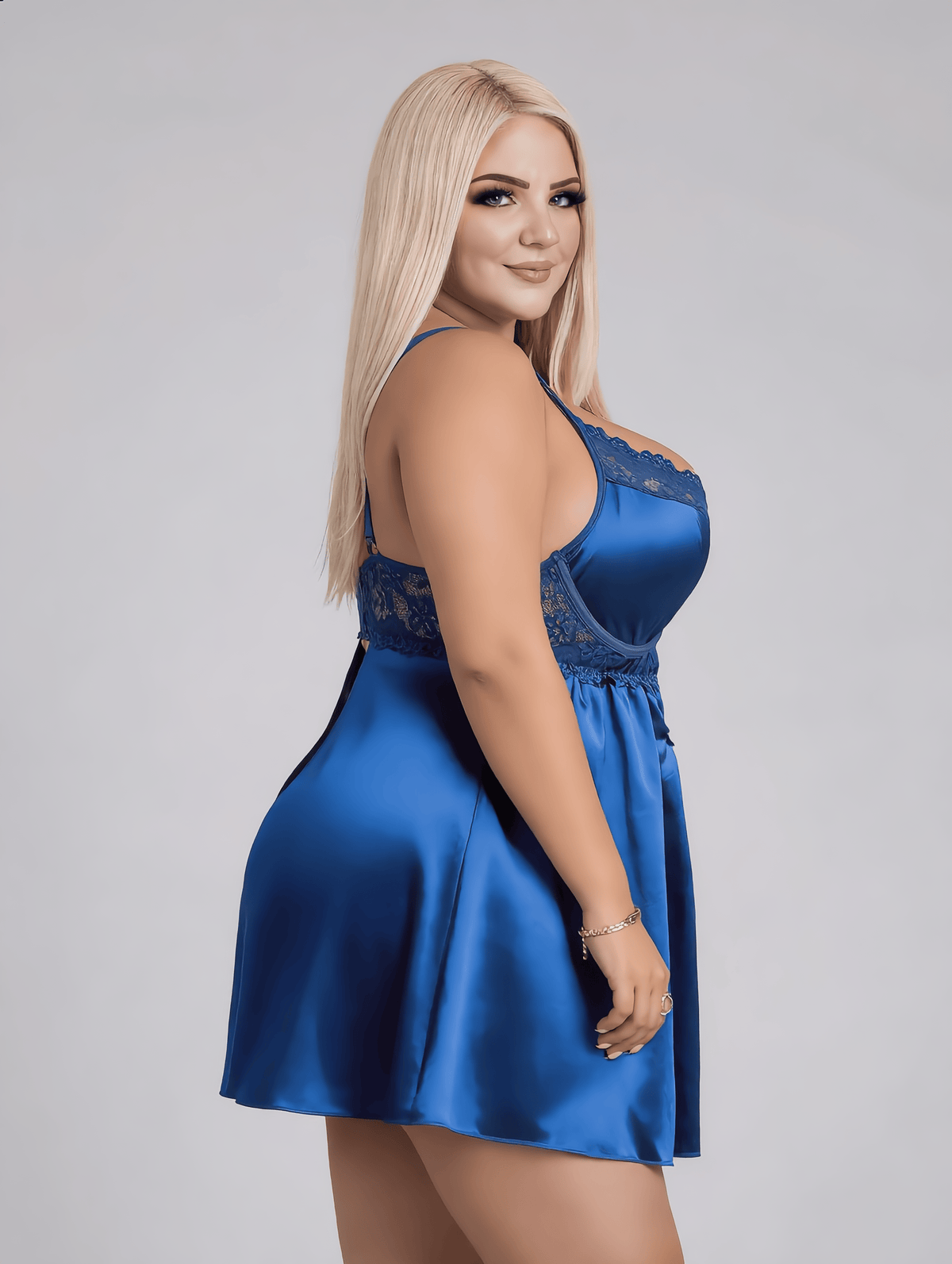 jkthpu-45 Plus Size Lace Cutout Sexy Dress