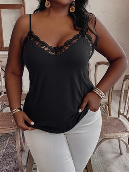 jkthpu-45 Plus Size LaceUp Ruffle Neck Sexy Tank Top