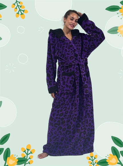 KissICON Plus Size Leopard Print Hooded Dressing Gown – 8 Colours