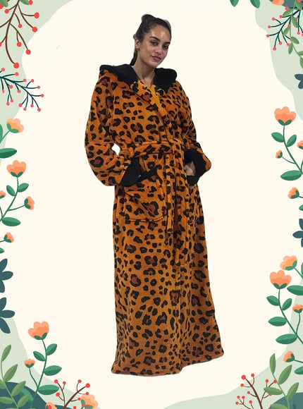 KissICON Plus Size Leopard Print Hooded Dressing Gown – 8 Colours