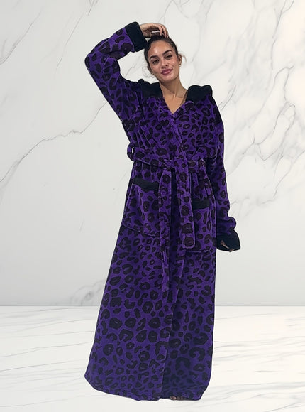 KissICON Plus Size Leopard Print Hooded Dressing Gown – 8 Colours