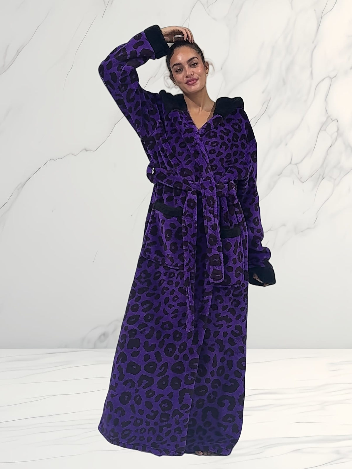 KissICON Plus Size Leopard Print Hooded Dressing Gown – 8 Colours