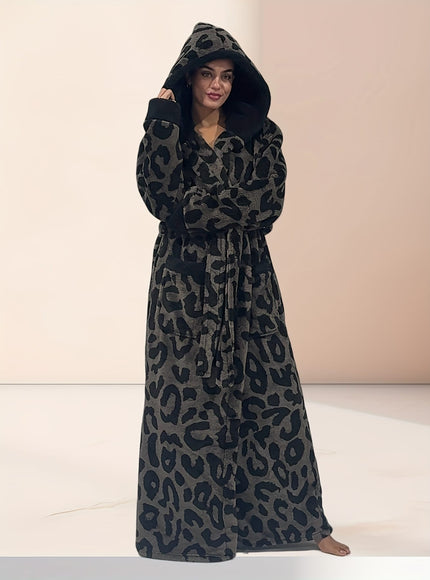 KissICON Plus Size Leopard Print Hooded Dressing Gown – 8 Colours