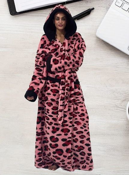 KissICON Plus Size Leopard Print Hooded Dressing Gown – 8 Colours