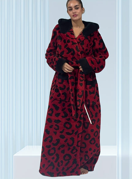 KissICON Plus Size Leopard Print Hooded Dressing Gown – 8 Colours