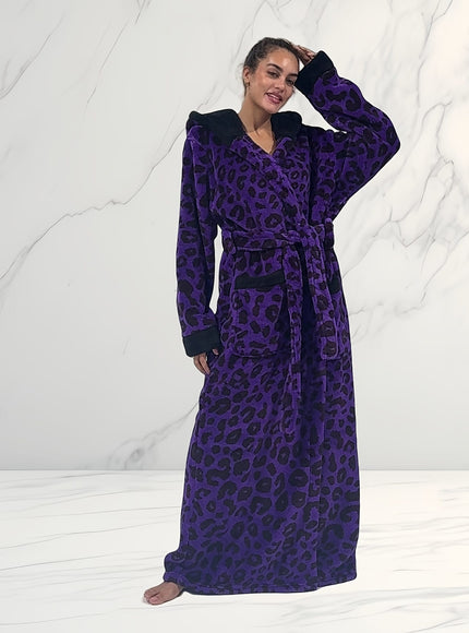 KissICON Plus Size Leopard Print Hooded Dressing Gown – 8 Colours