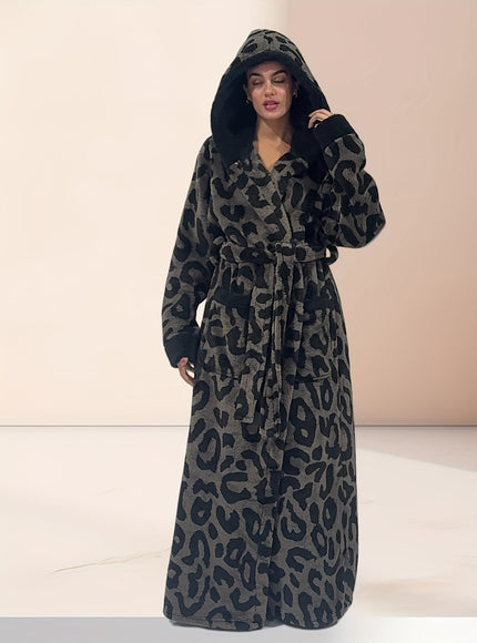 KissICON Plus Size Leopard Print Hooded Dressing Gown – 8 Colours