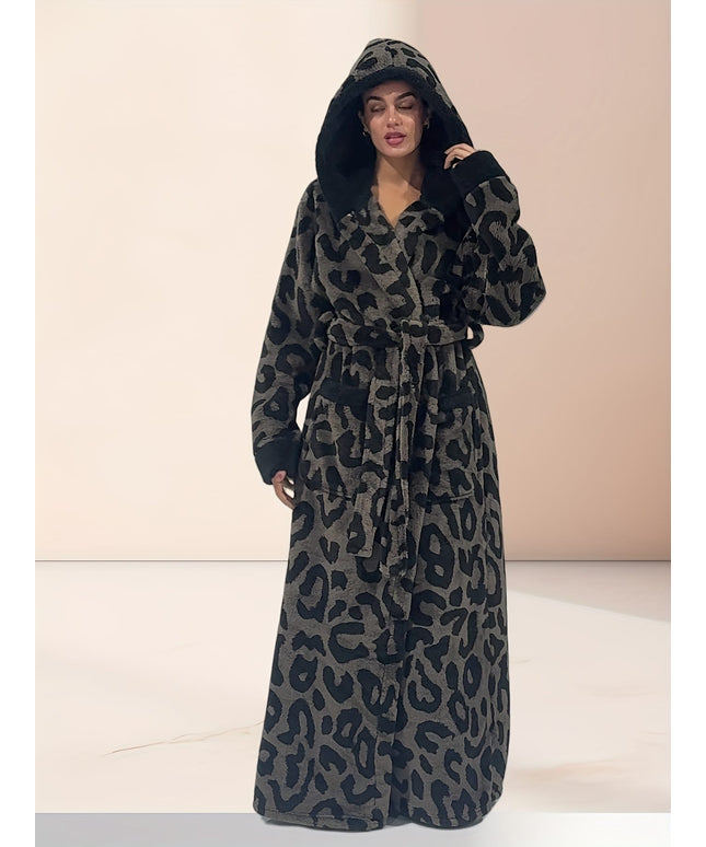 KissICON Plus Size Leopard Print Hooded Dressing Gown – 8 Colours