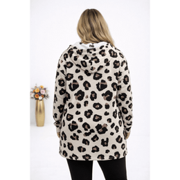 KissICON Hoodie Plus Size Leopard Print Hooded Long-Sleeve Sweatshirt