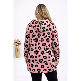 KissICON Hoodie Plus Size Leopard Print Hooded Long-Sleeve Sweatshirt