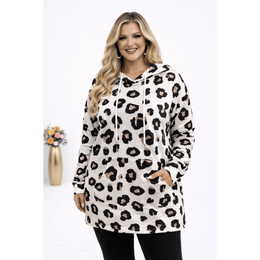 KissICON Hoodie Plus Size Leopard Print Hooded Long-Sleeve Sweatshirt
