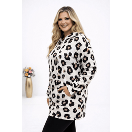 KissICON Hoodie Plus Size Leopard Print Hooded Long-Sleeve Sweatshirt