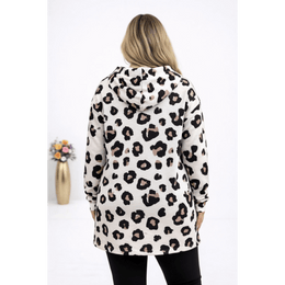 KissICON Hoodie Plus Size Leopard Print Hooded Long-Sleeve Sweatshirt