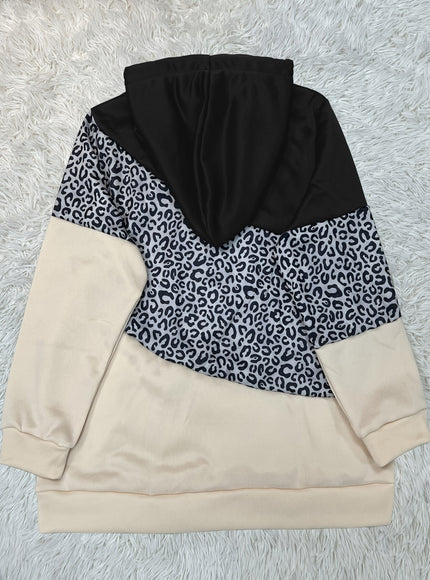 jkthpu-45 Plus Size Leopard Print Hoodie - Ultra-Comfortable Casual