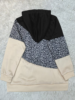 jkthpu-45 Plus Size Leopard Print Hoodie - Ultra-Comfortable Casual