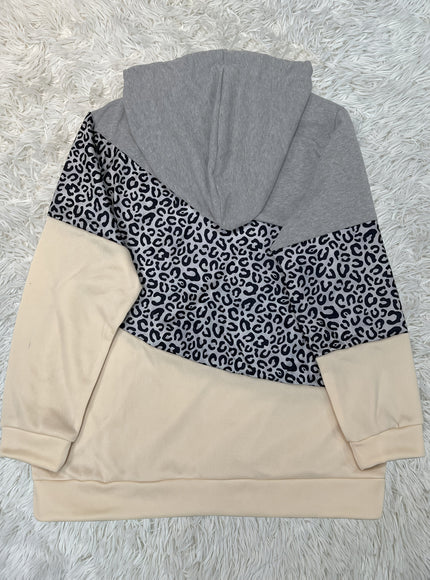 jkthpu-45 Plus Size Leopard Print Hoodie - Ultra-Comfortable Casual