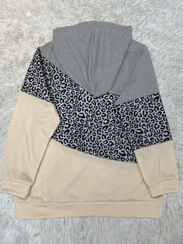jkthpu-45 Plus Size Leopard Print Hoodie - Ultra-Comfortable Casual