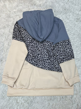 jkthpu-45 Plus Size Leopard Print Hoodie - Ultra-Comfortable Casual