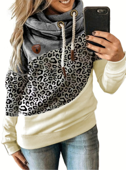 jkthpu-45 Plus Size Leopard Print Hoodie - Ultra-Comfortable Casual