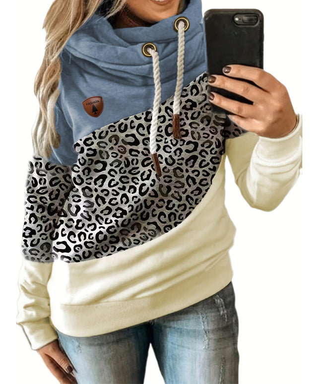jkthpu-45 Plus Size Leopard Print Hoodie - Ultra-Comfortable Casual