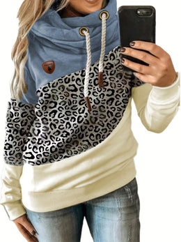 jkthpu-45 Plus Size Leopard Print Hoodie - Ultra-Comfortable Casual