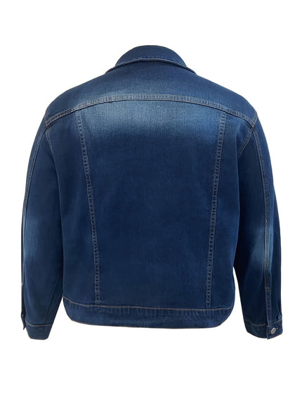 jkthpu-45 Plus Size Light Blue Stretch Denim Jacket