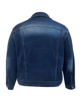 jkthpu-45 Plus Size Light Blue Stretch Denim Jacket