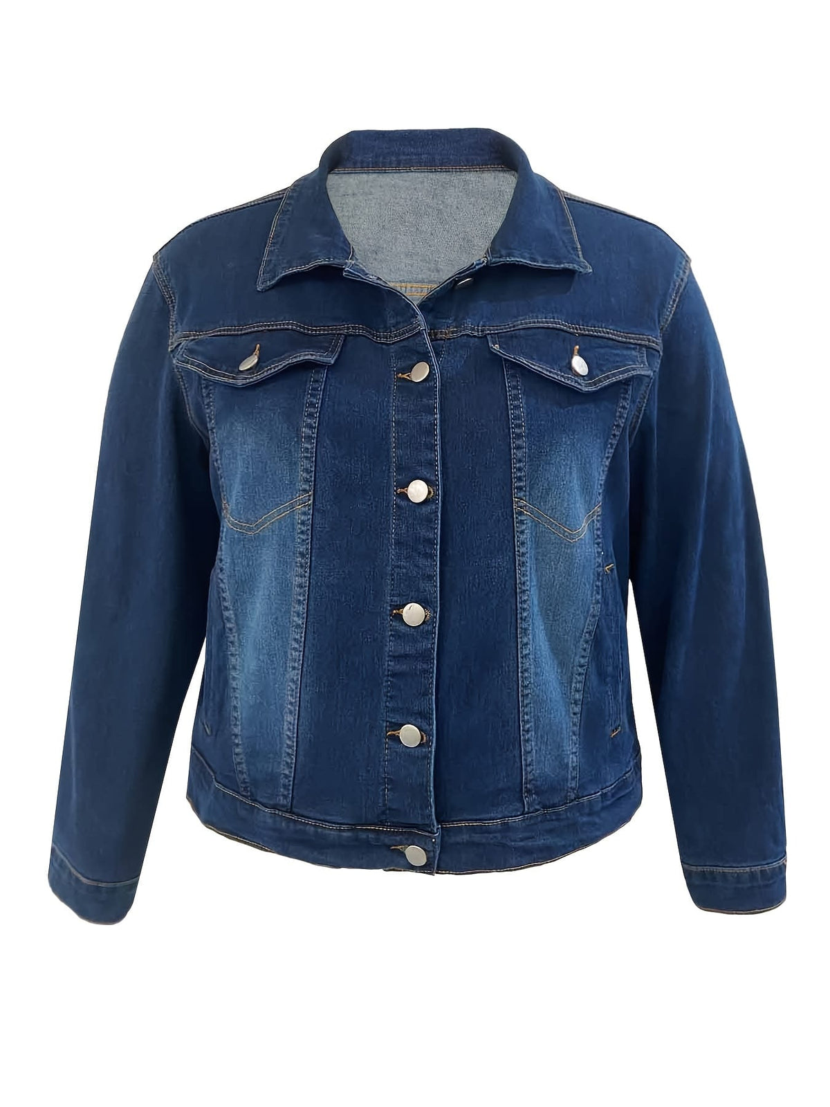 jkthpu-45 Plus Size Light Blue Stretch Denim Jacket