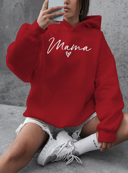 jkthpu-45 Plus Size "Love for Mom" Hooded Sweatshirt -