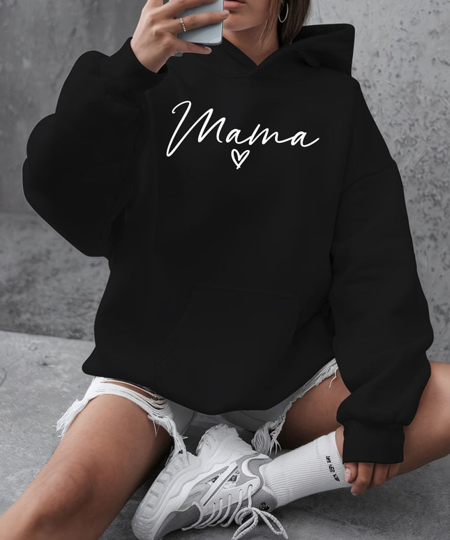 jkthpu-45 Plus Size "Love for Mom" Hooded Sweatshirt -
