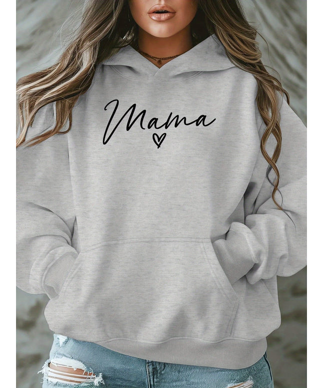 jkthpu-45 Plus Size "Love for Mom" Hooded Sweatshirt -