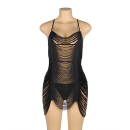 KissICON Plus Size Lovely Tassel Design Woman ladies night wear sexy underwear lingerie from M-5XL night gown  sexy sleepwear