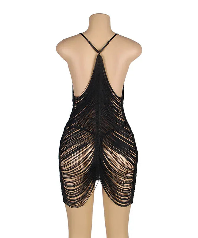 KissICON Plus Size Lovely Tassel Design Woman ladies night wear sexy underwear lingerie from M-5XL night gown  sexy sleepwear
