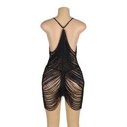 KissICON Plus Size Lovely Tassel Design Woman ladies night wear sexy underwear lingerie from M-5XL night gown  sexy sleepwear