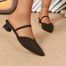 KissICON Plus Size Low Heels Sandals for Women Pointed