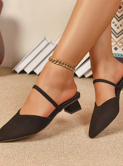 KissICON Plus Size Low Heels Sandals for Women Pointed