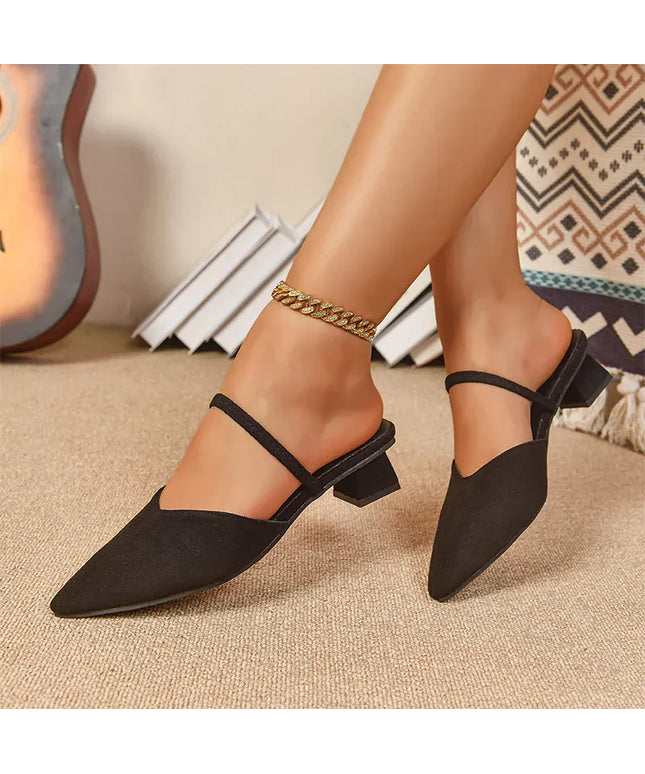 KissICON Plus Size Low Heels Sandals for Women Pointed